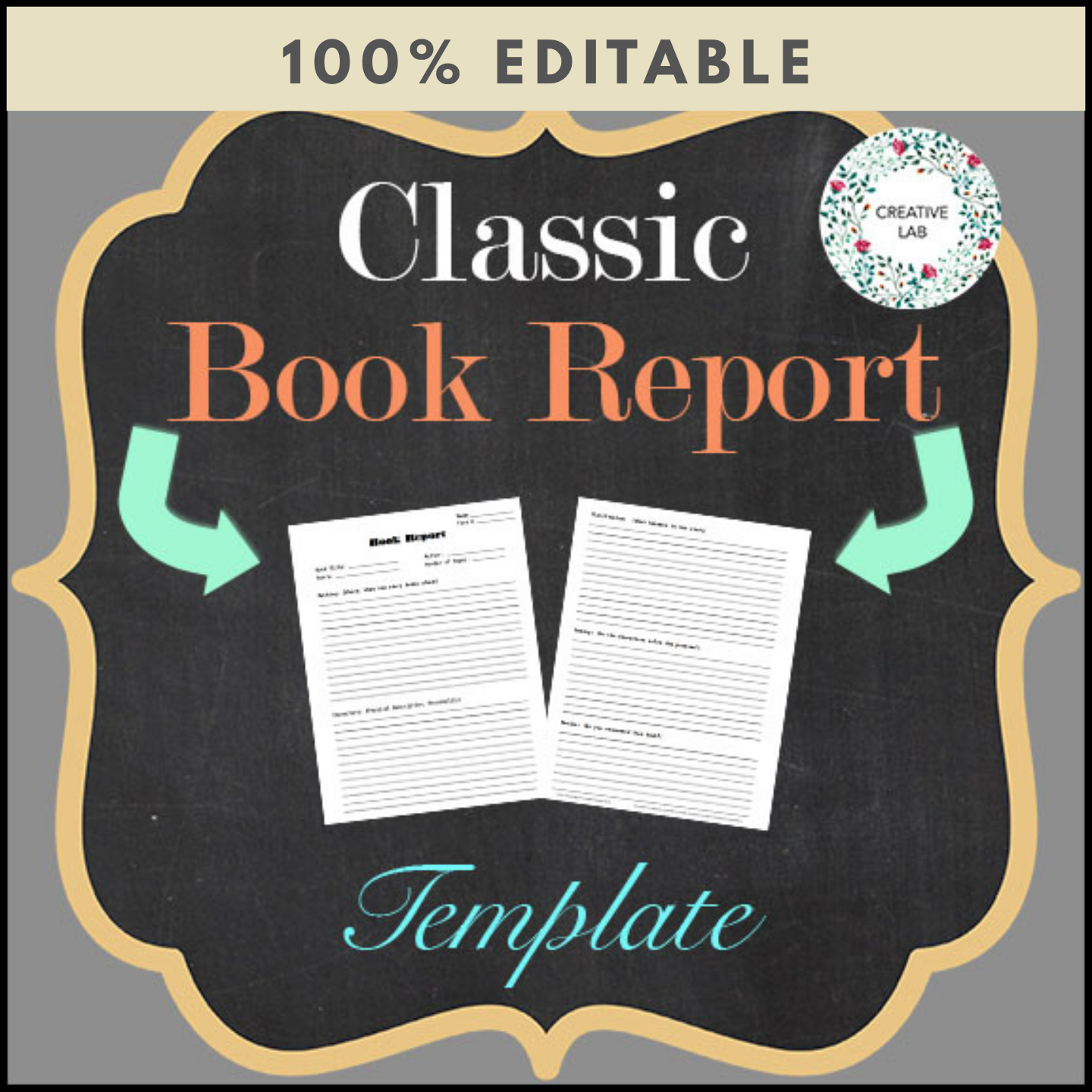 Book Report File Book Report - Classic Template - 100% Editable – Creative Lab