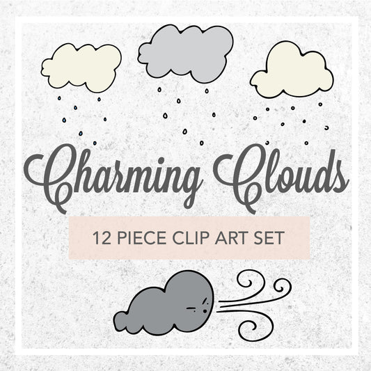 Charming Clouds Weather Clip Art Set