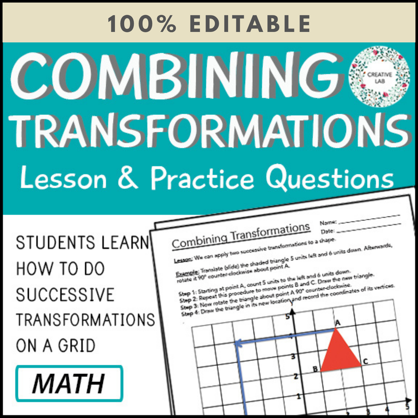 Combining Transformations - Geometry Questions - 100% Editable ...