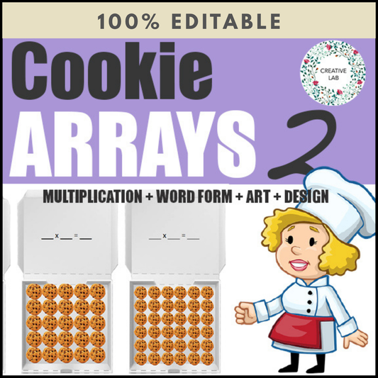 Cookie Arrays 2 - Single Digit Multiplication - 100% Editable