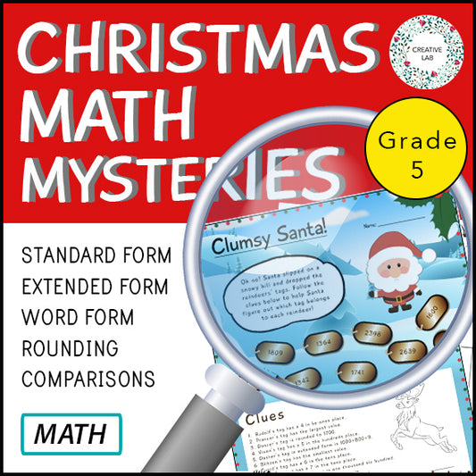 Christmas Place Value - Detective Math Mystery Project - 5th Grade