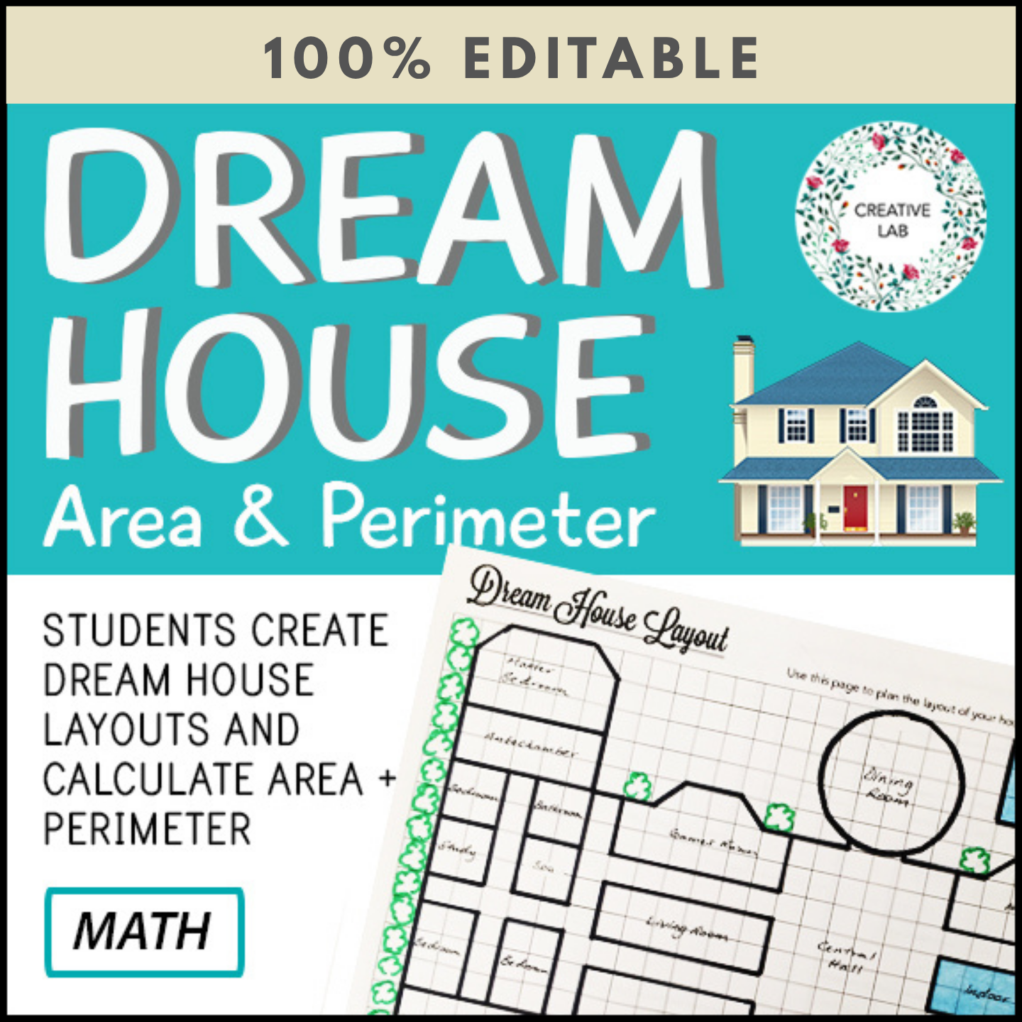 Dream House Design - Area & Perimeter - 100% Editable