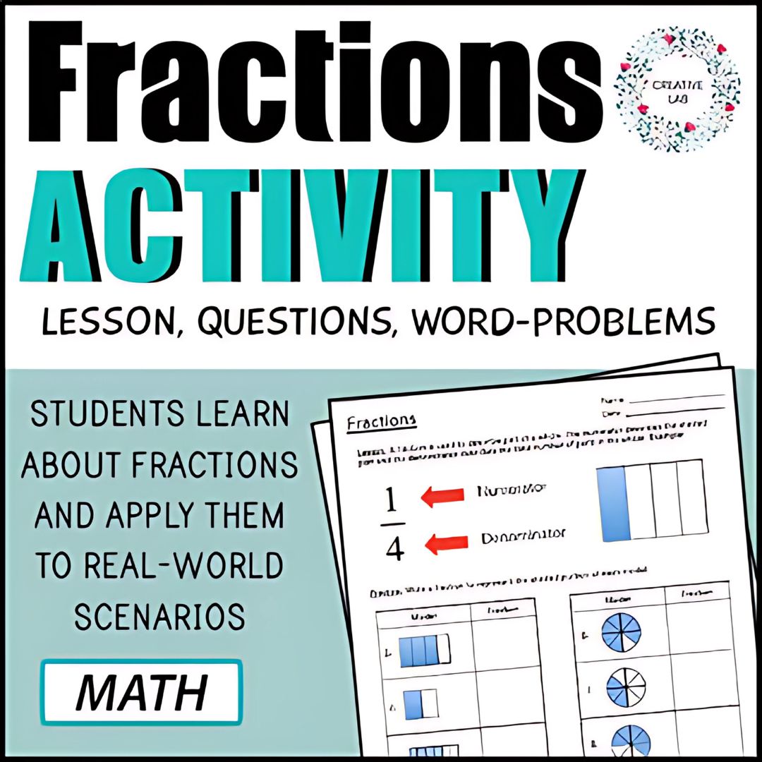 Simple Fractions - No Prep Math Lesson Questions 4th Grade
