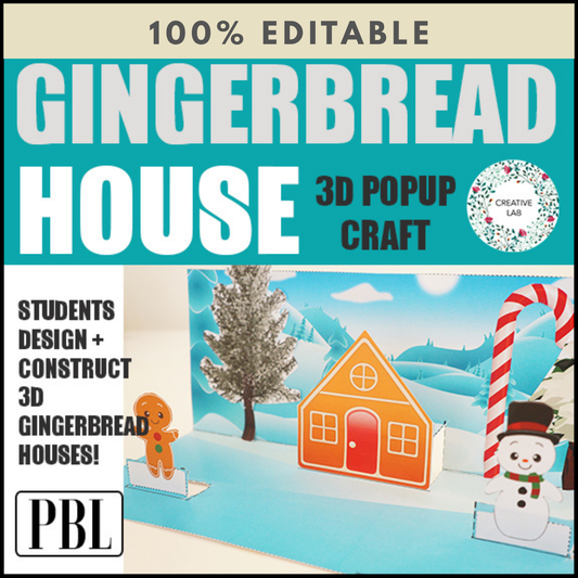 Gingerbread House Scene 3D Craftivity - 100% Editable