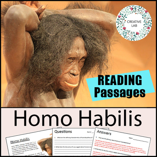 Homo Habilis - Early Humans / Stone Age / Question Worksheets
