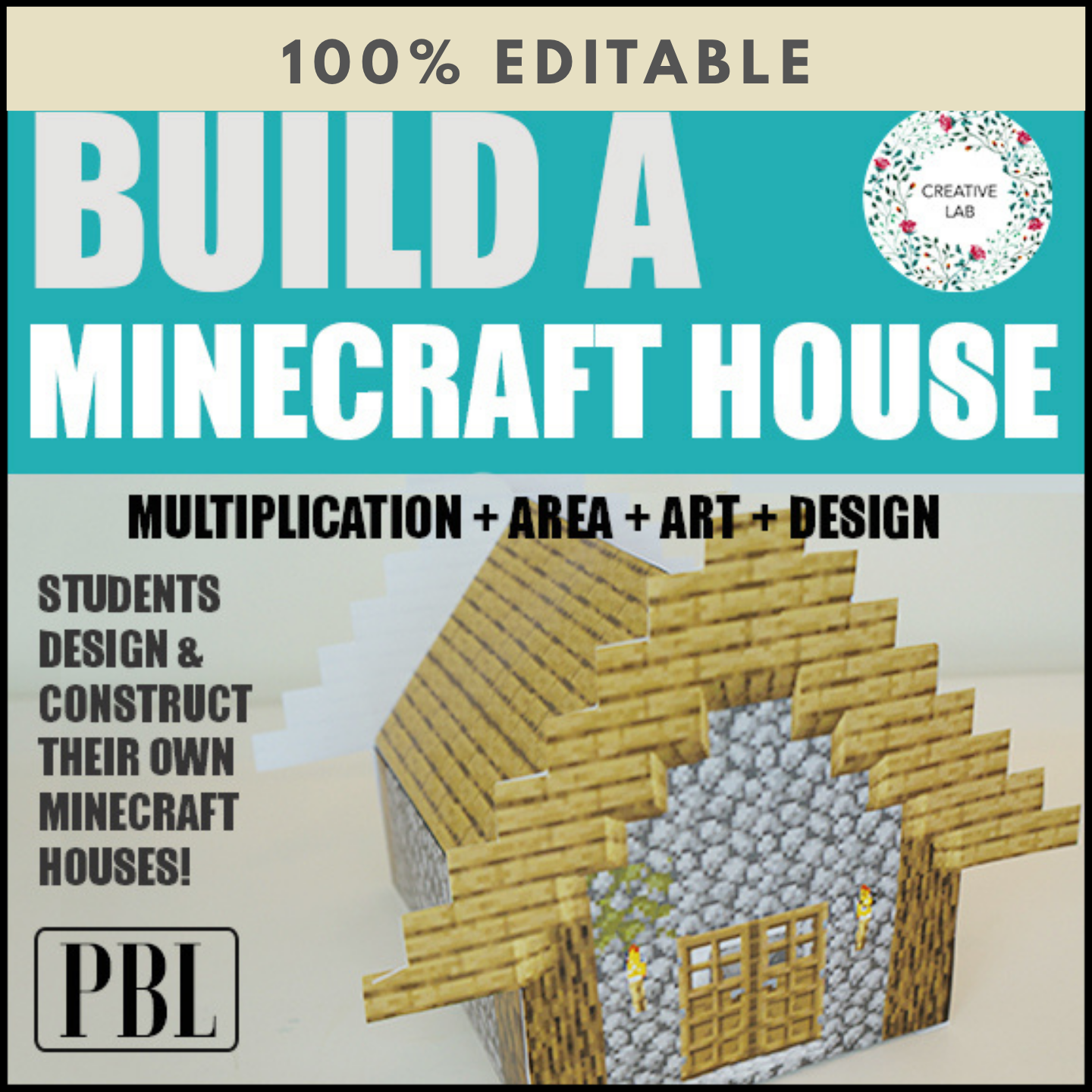Minecraft Math Art - Multiplication Area Perimeter - House Craft - 100% Editable