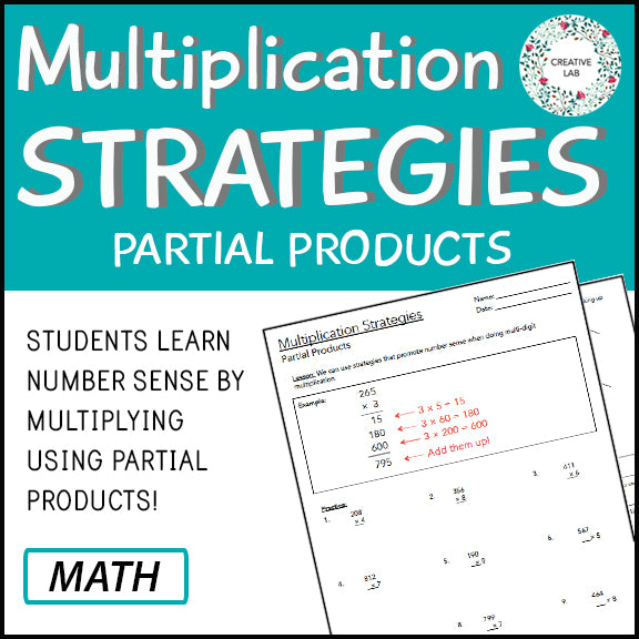Multiplication Lab Multi-Digit Multiplication Strategies - Partial Products - Worksheets ...