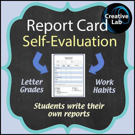FREE - Report Card Self Evaluation - Printable & Editable