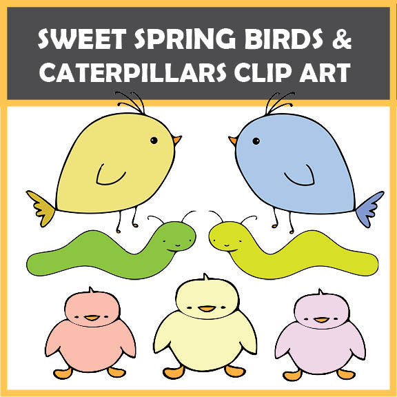 FREEBIE – Spring Birds and Caterpillars for Easter – 13 images