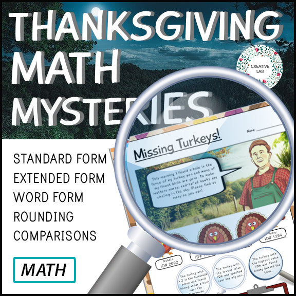 Thanksgiving Place Value - Detective Math Mystery Project