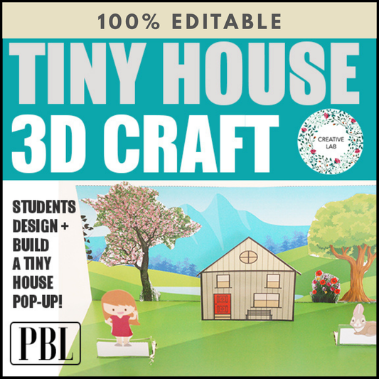 Tiny House Scene 3D Craftivity - 100% Editable