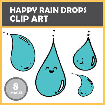 Happy Rain drops Weather Clip Art Set - 8 images