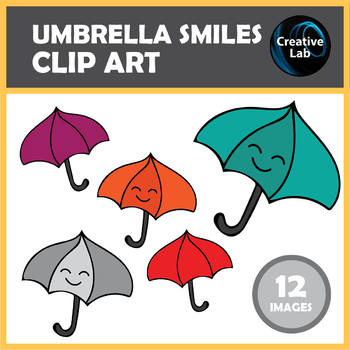 Umbrella Smiles (Weather) Clip Art Set – 12 images