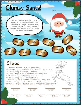 Christmas Place Value - Detective Math Mystery Project - 5th Grade