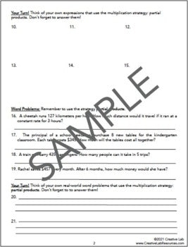 Multi-Digit Multiplication Strategies - Partial Products - Worksheets