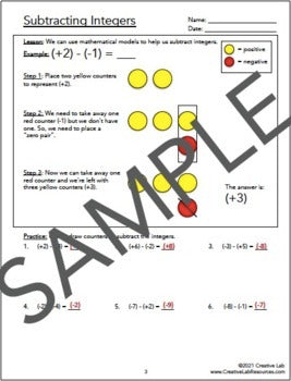 Subtracting Integers - Lesson & Practice Questions