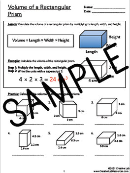 Volume of Rectangular Prisms - Lesson & Practice Questions - 100% Editable