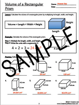 Volume of Rectangular Prisms - Lesson & Practice Questions - 100% Editable