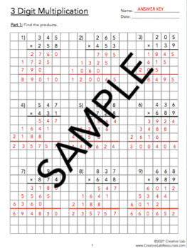 3 Digit by 3 Digit Multiplication Worksheet