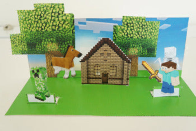 Minecraft Castle Scene 3D Craftivity - 100% Editable