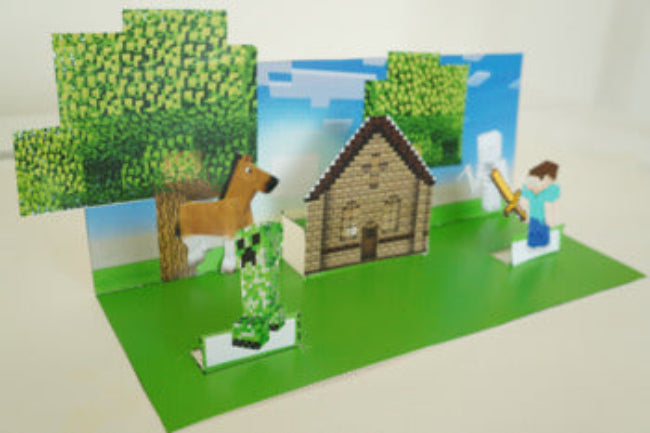 Minecraft Castle Scene 3D Craftivity - 100% Editable