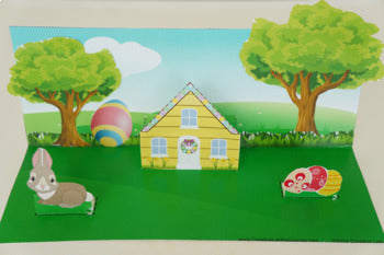 Easter Bunny's House Scene 3D Craftivity - 100% Editable