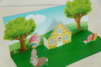 Easter Bunny's House Scene 3D Craftivity - 100% Editable