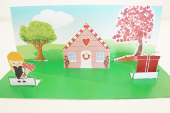Valentine's Day House Scene 3D Craftivity - 100% Editable