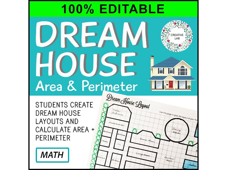 Math Dream House Design - Area & Perimeter - 100% Editable // Printabl ...