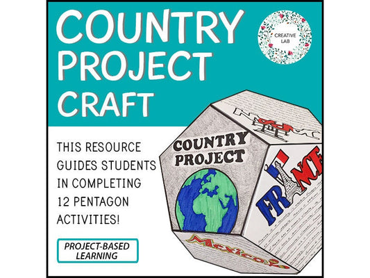 Country Research Project Craft - STEM - PBL // Printable Teaching Resource // No Prep Classroom // Project Based Learning