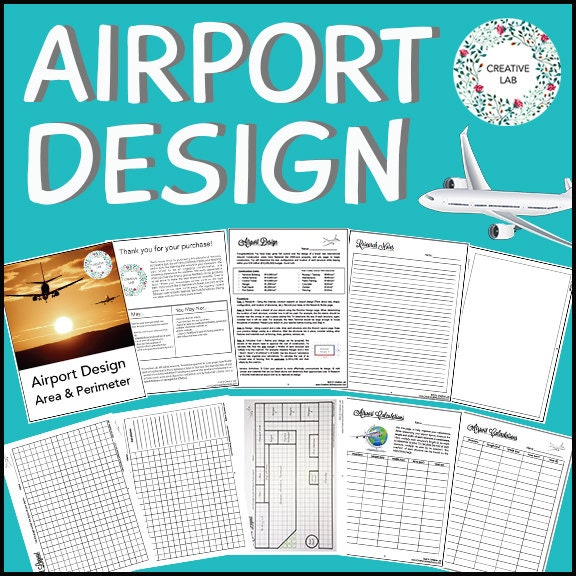 Airport Design - Area & Perimeter Math - 100% Editable // Printable Teaching Resource // No Prep Classroom //