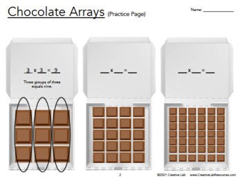 Math Chocolate Arrays 2 - Single Digit Multiplication - 100% Editable // Printable Teaching Resource // No Prep Classroom //