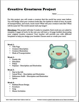 Creative Creatures Project - Mini Booklets - PBL // Printable Teaching Resource // No Prep Classroom // Project Based Learning