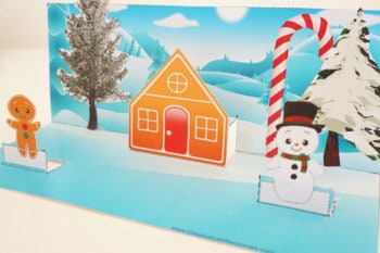Christmas Gingerbread House Scene 3D Craft // Printable Teacher School Resource // No Prep Classroom // Kids art