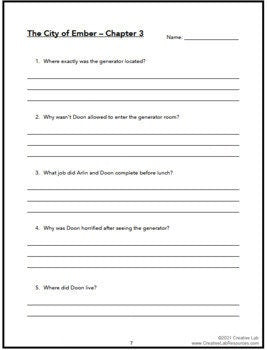 The City of Ember - Chapter Comprehension Questions & Answers - 100% E ...