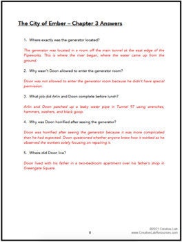 The City of Ember - Chapter Comprehension Questions & Answers - 100% E ...