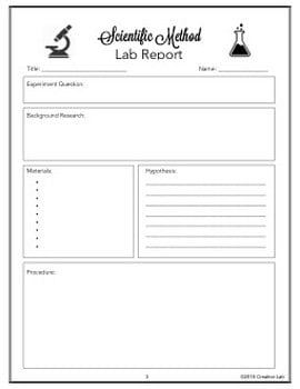Scientific Method Lab Report - Student Template // Printable Teaching Resource // No Prep Classroom //
