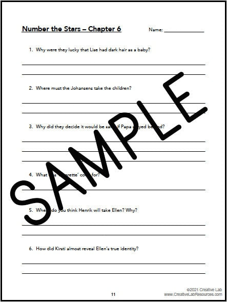 Number the Stars - Chapter Comprehension Questions & Answers - 100% Editable