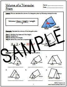 Volume of Triangular Prisms - Lesson & Practice Questions - 100% Editable // Printable Teaching Resource // No Prep Classroom //
